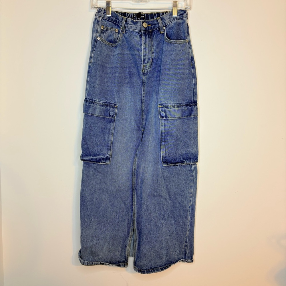 Steve Madden Benson Denim Cargo Maxi Skirt Size 2 NWT - Picture 2 of 10